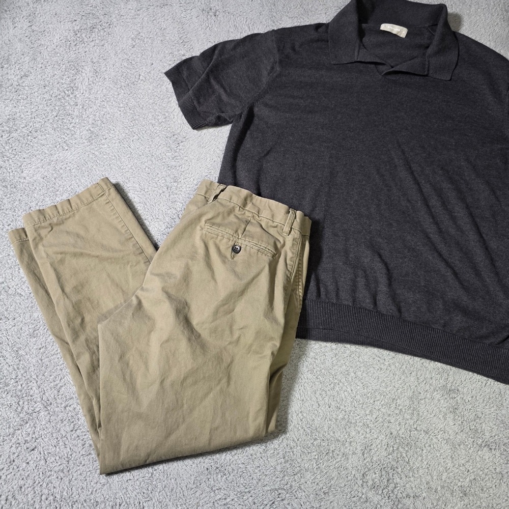 1901‎ Everlane Mens 34x32/M Chino Polo Bundle Tan Charcoal Slim Ballard Knit